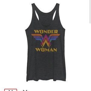 Women's Wonder Woman Retro Rainbow Logo Racerback Tank Top